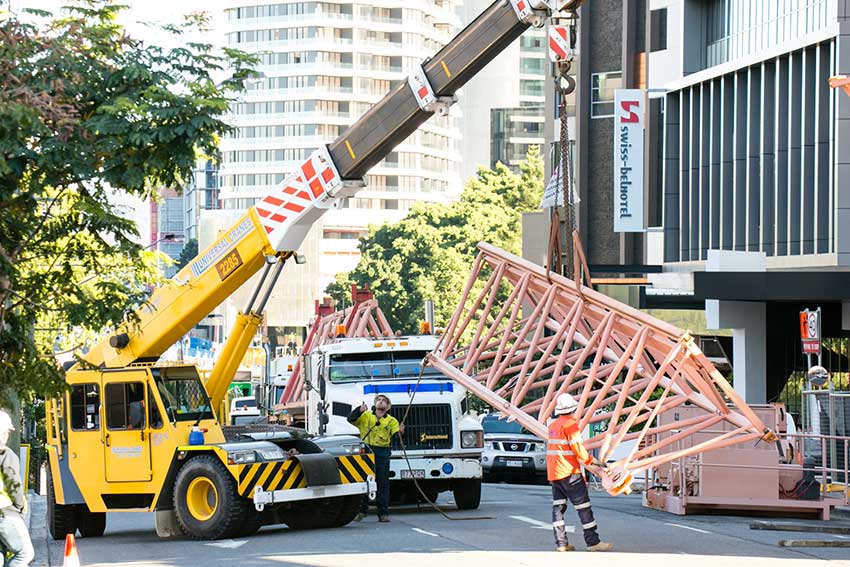 Mobile Crane Lifting Crane Mast — Diesel Mechanic in Yandina, QLD